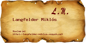 Langfelder Miklós névjegykártya